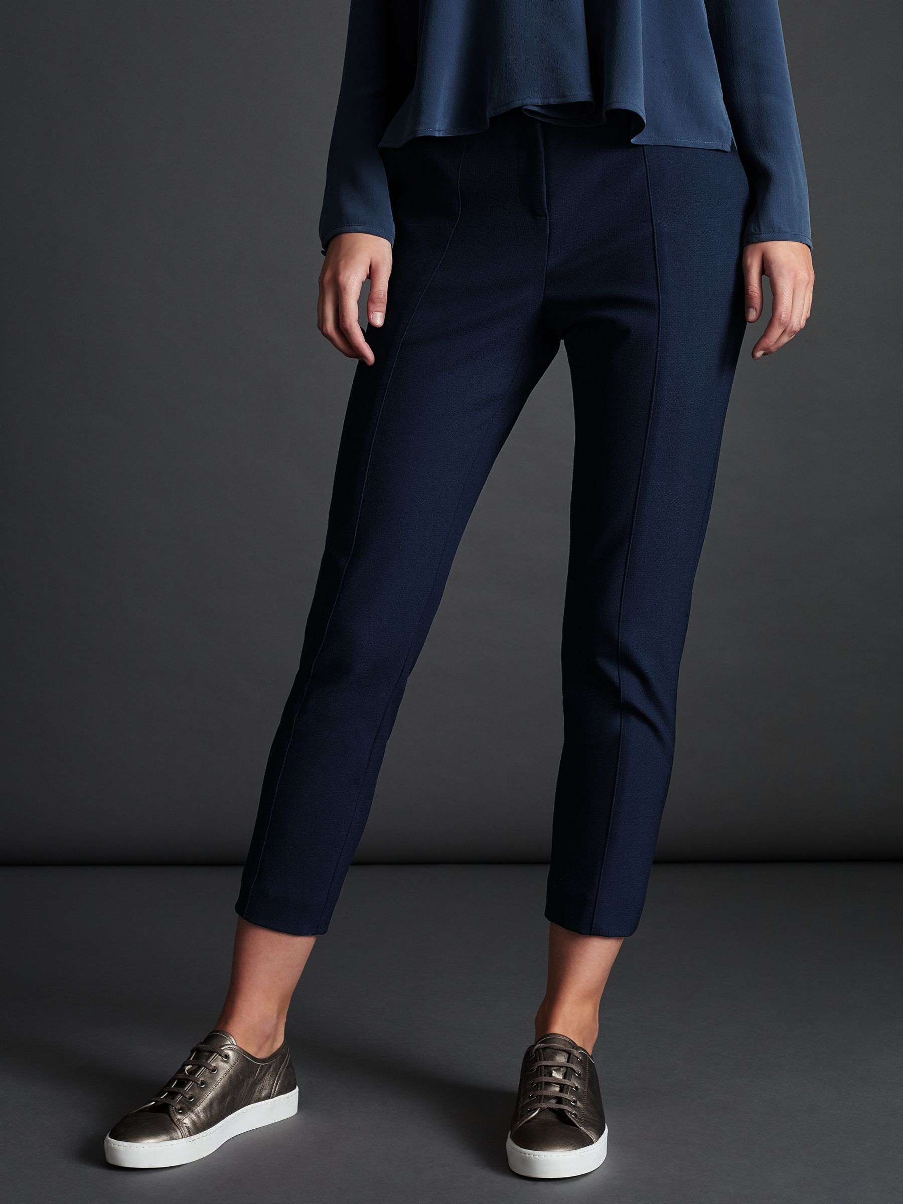 navy cigarette trousers