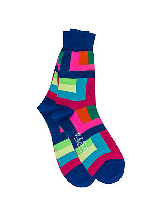 Thomas Pink Holt Colour Block Socks, Blue/Pink