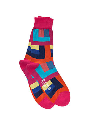 Thomas Pink Holt Colour Block Socks, Pink/Multi