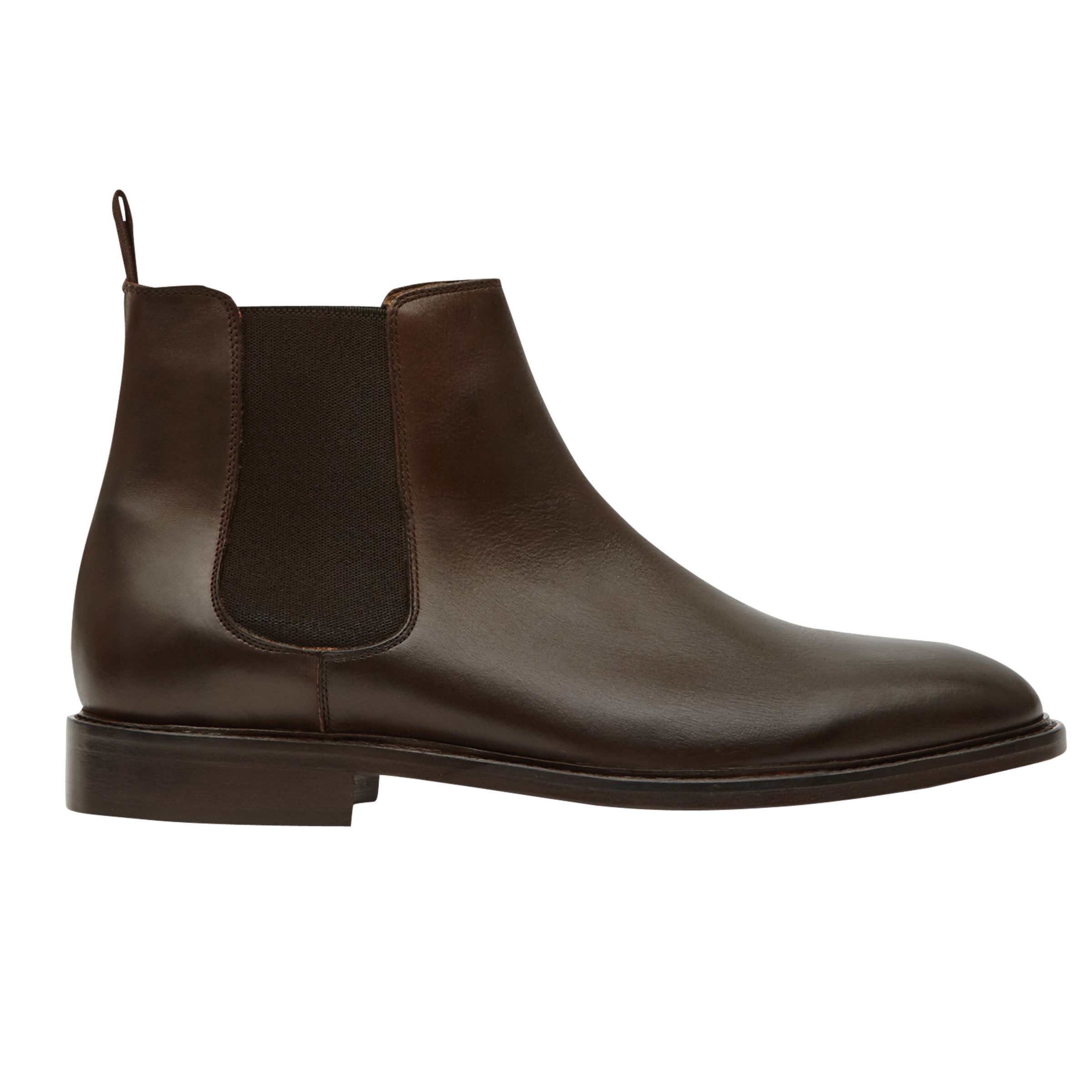Reiss Tenor Leather Chelsea Boots, Dark Brown