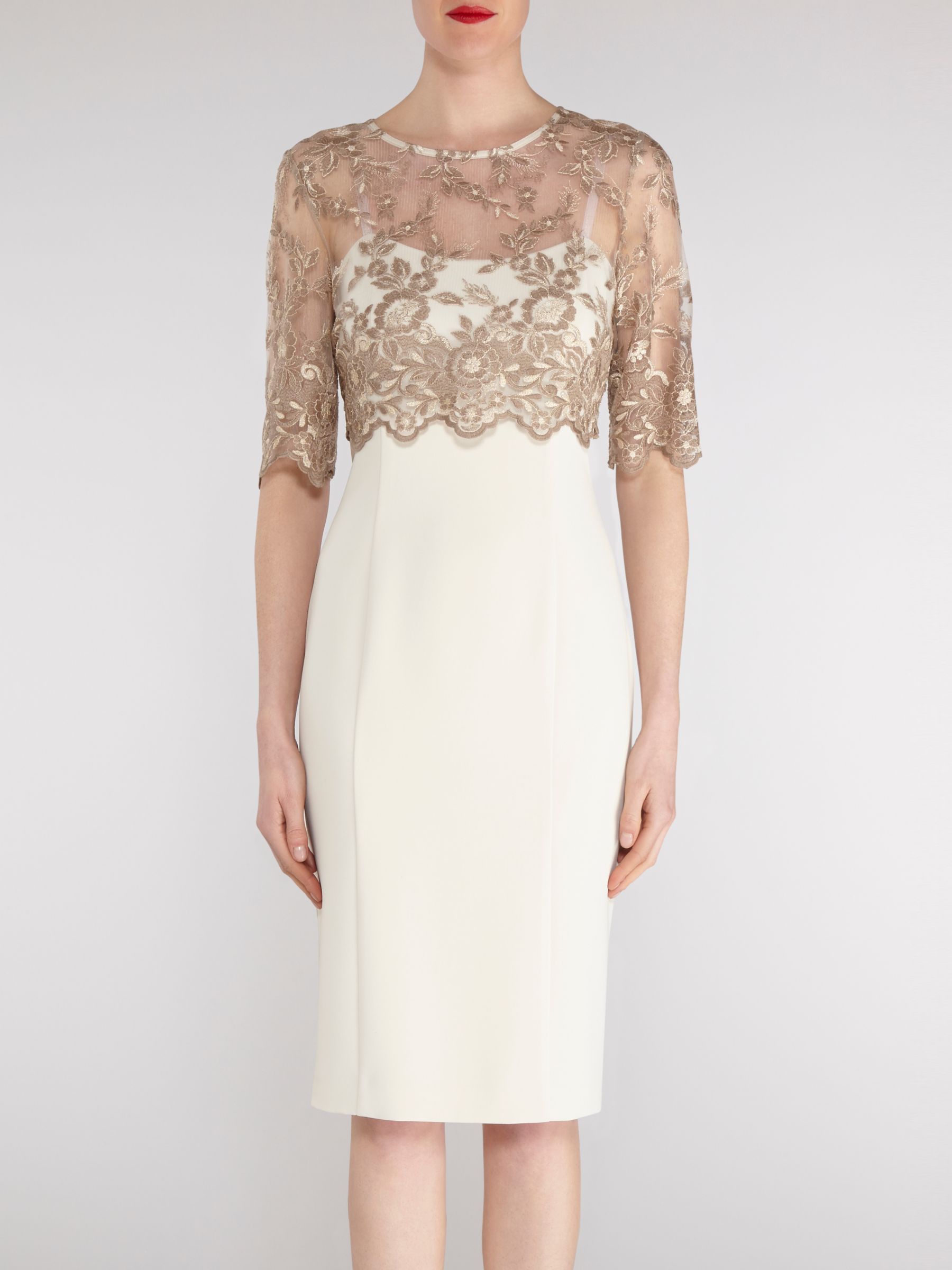 Gina Bacconi Antique Lace Top And Crepe Dress at John Lewis & Partners