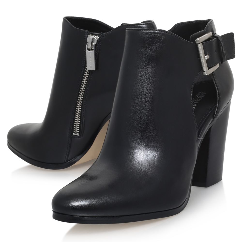 MICHAEL Michael Kors Adams High Block Heel Ankle Boots, Black Leather