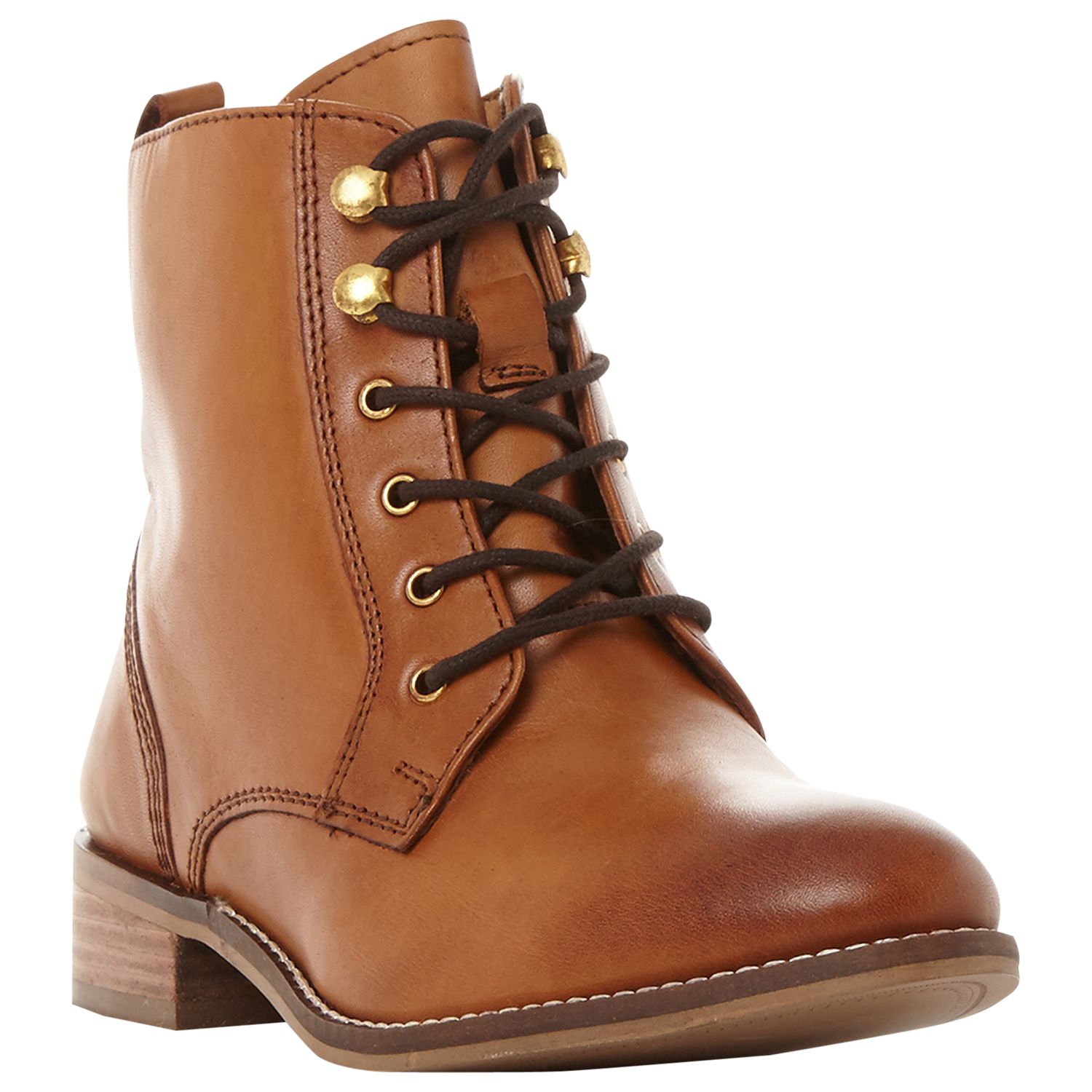 Dune Quincey Lace Up Ankle Boots, Tan Leather at John Lewis & Partners
