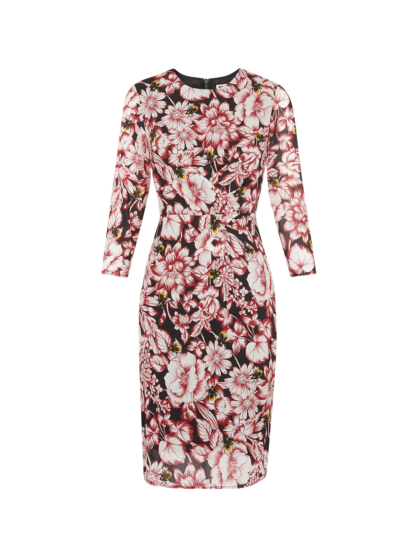Whistles Floral Bee Print Bodycon Dress, Multi at John Lewis & Partners