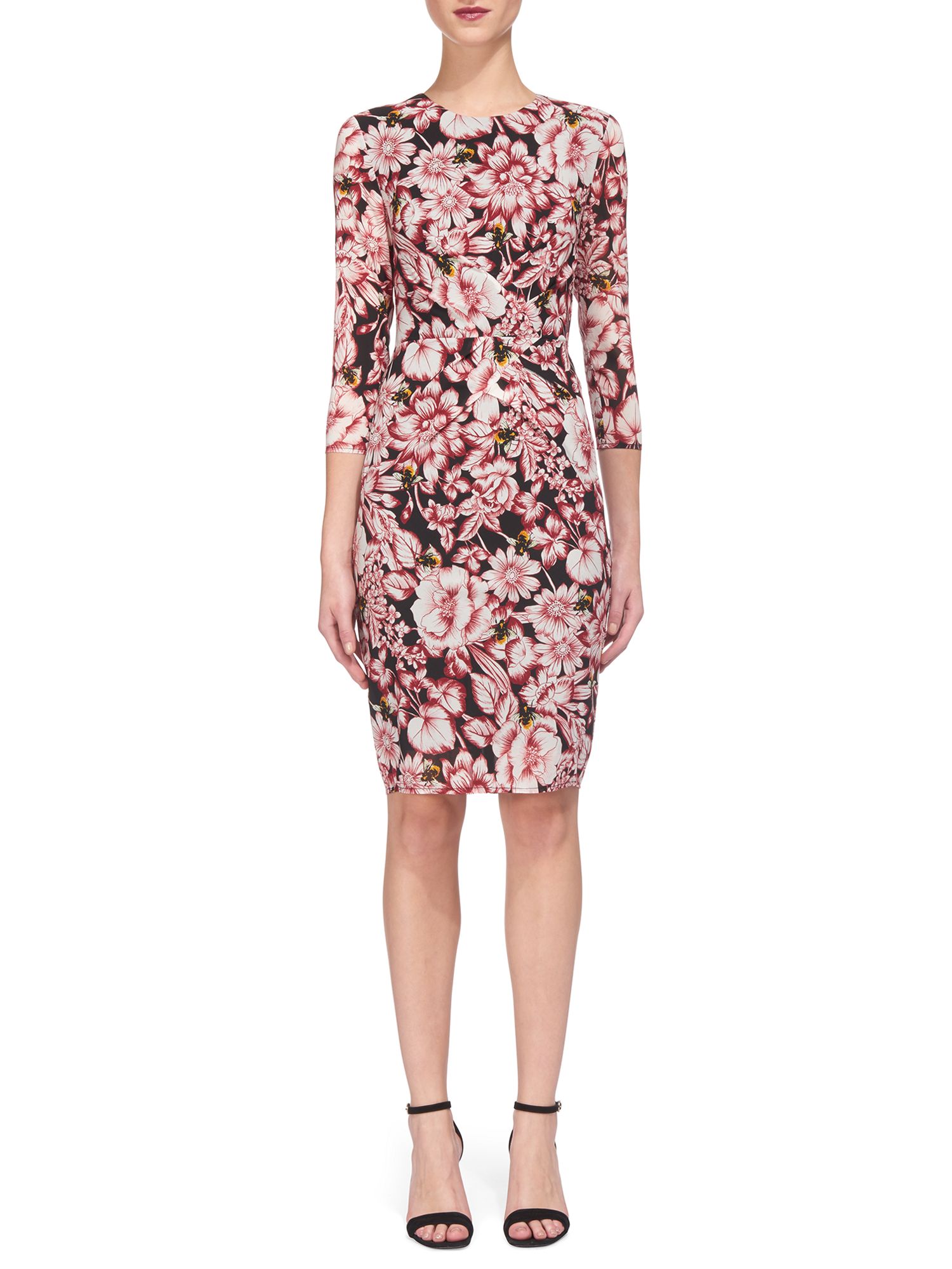 Whistles Floral Bee Print Bodycon Dress Multi At John Lewis And Partners 