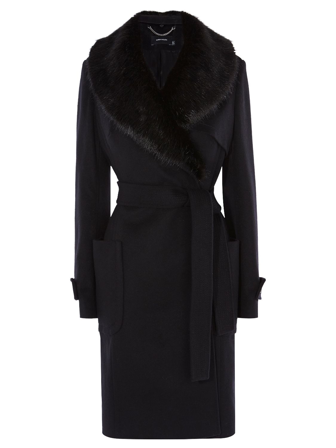 Karen Millen Investment Wool Coat, Black at John Lewis & Partners
