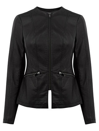 Oasis Faux Leather Collarless Jacket