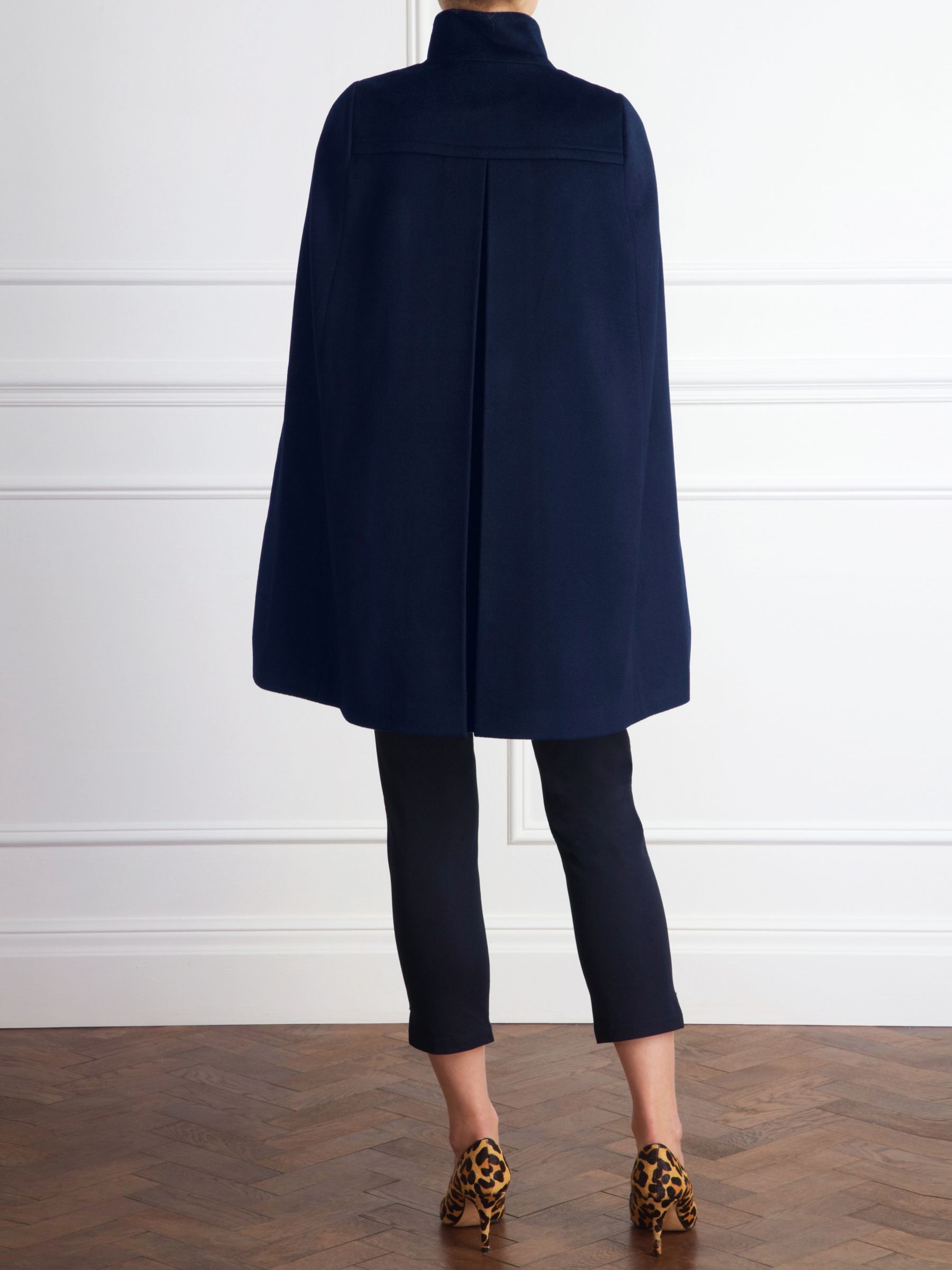Pure Collection Alaina Wool Cape, Navy