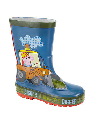 Peppa Pig George's Digger Children's Wellington Boots, Blue