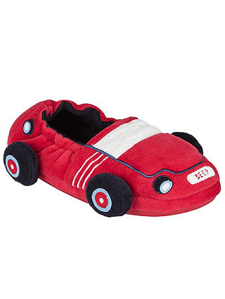 John Lewis Children's Racing Car Slippers, Red