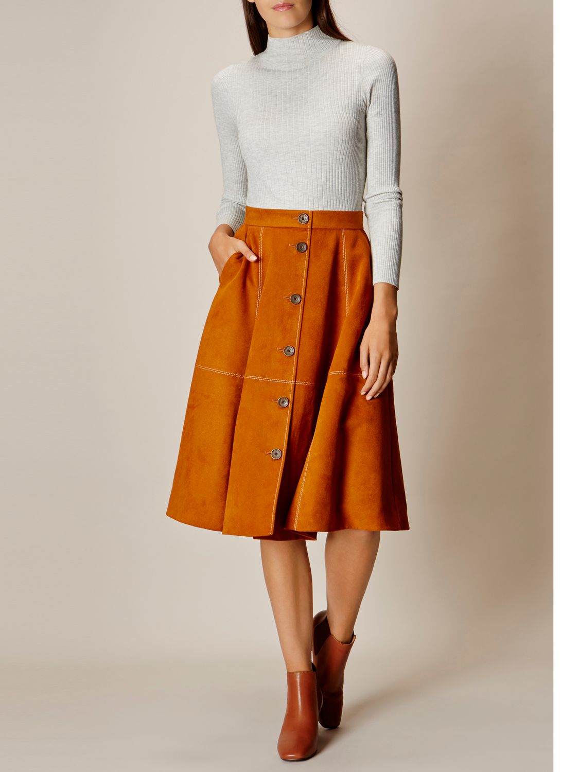 Karen Millen Faux Suede A-line Skirt at John Lewis & Partners