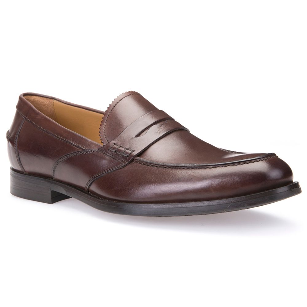 Geox Hampstead Leather Loafers, Brown Cotto