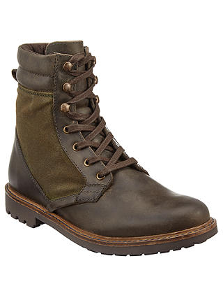 John Lewis & Partners Wax Canvas Boots, Olive
