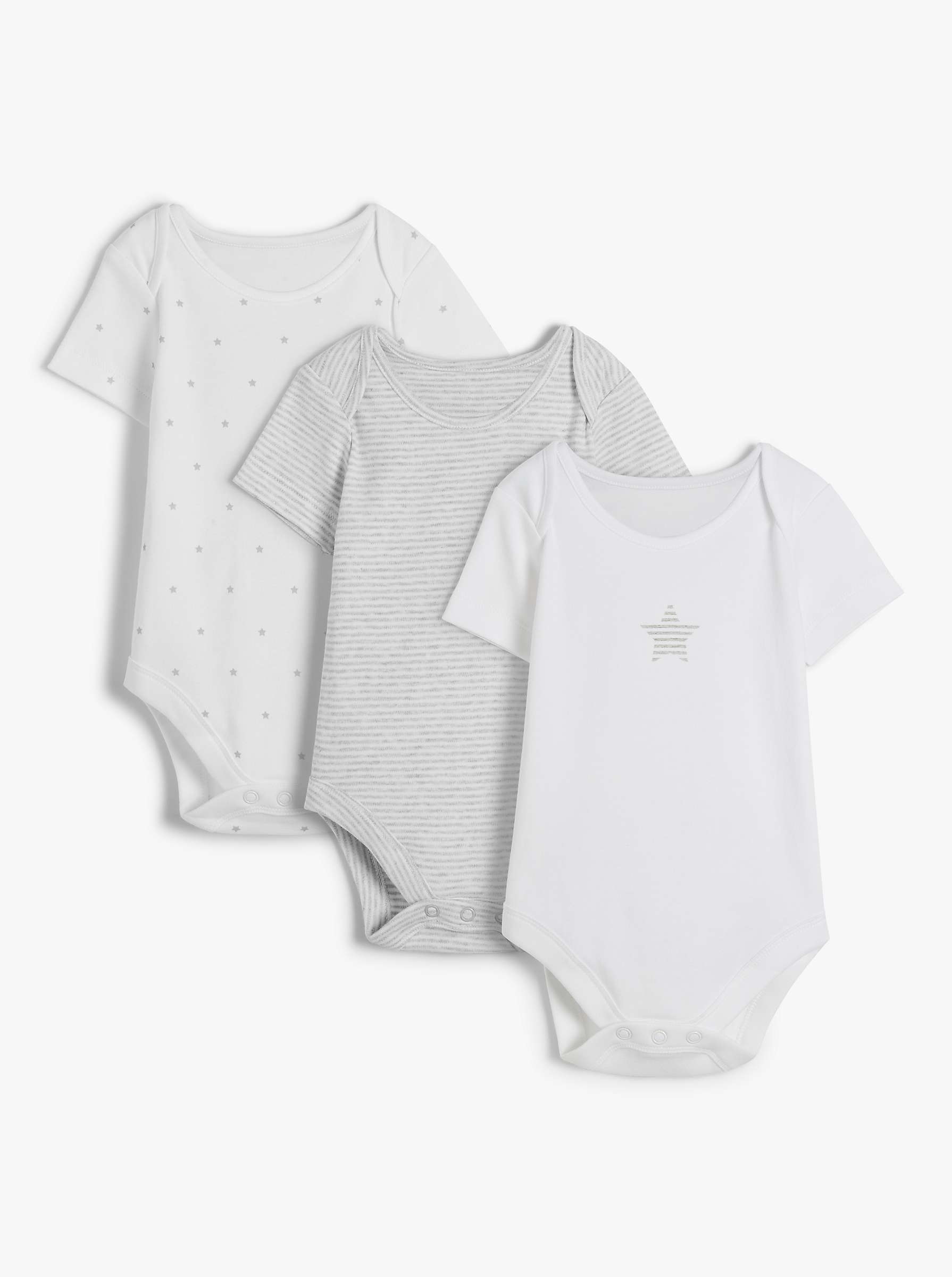 John Lewis Baby GOTS Organic Cotton Stars and Stripe Bodysuits, Pack of ...
