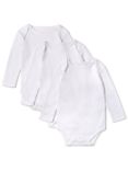 John Lewis & Partners Baby Pima Cotton Long Sleeve Bodysuit, Pack of 3, White