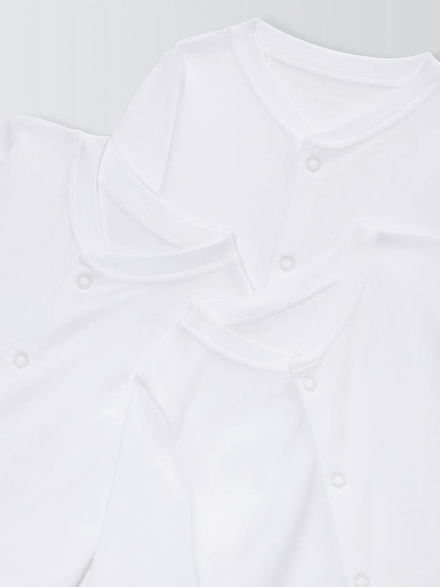 John Lewis Baby Long Sleeve GOTS Organic Cotton Sleepsuit, Pack of 5, White