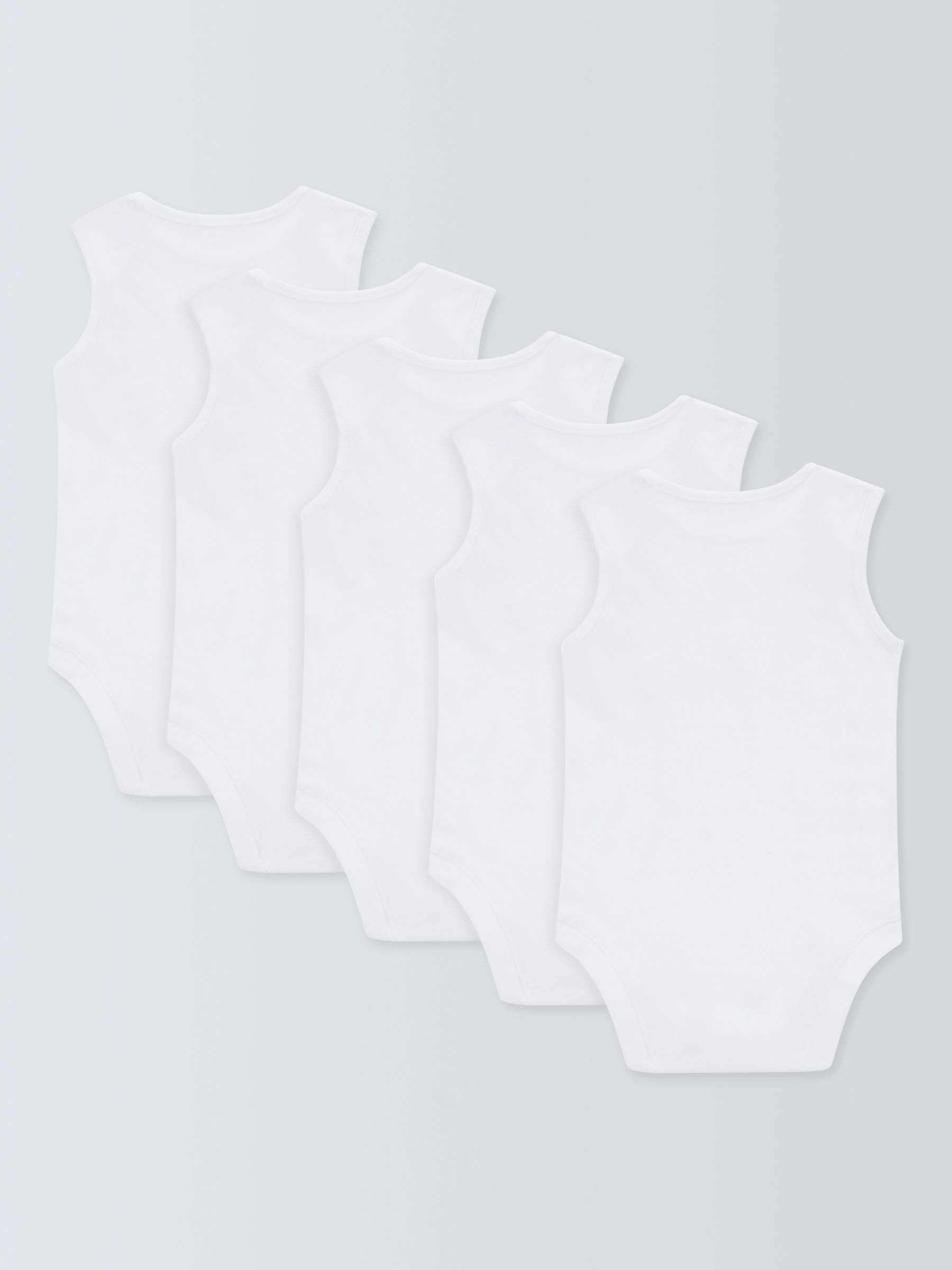 Buy John Lewis Baby Sleeveless Organic GOTS Cotton Bodysuits, Pack of 5, White Online at johnlewis.com
