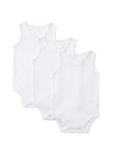 John Lewis & Partners Baby Pima Cotton Sleeveless Bodysuit, Pack of 3, White
