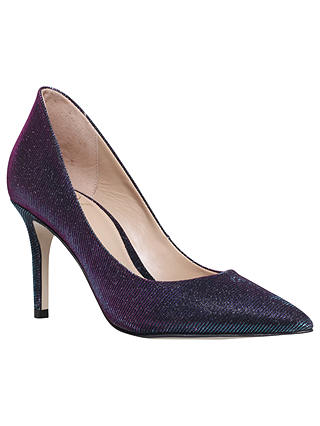 KG by Kurt Geiger Bella Pointed Toe Stiletto Court Shoes, Blue Fabric