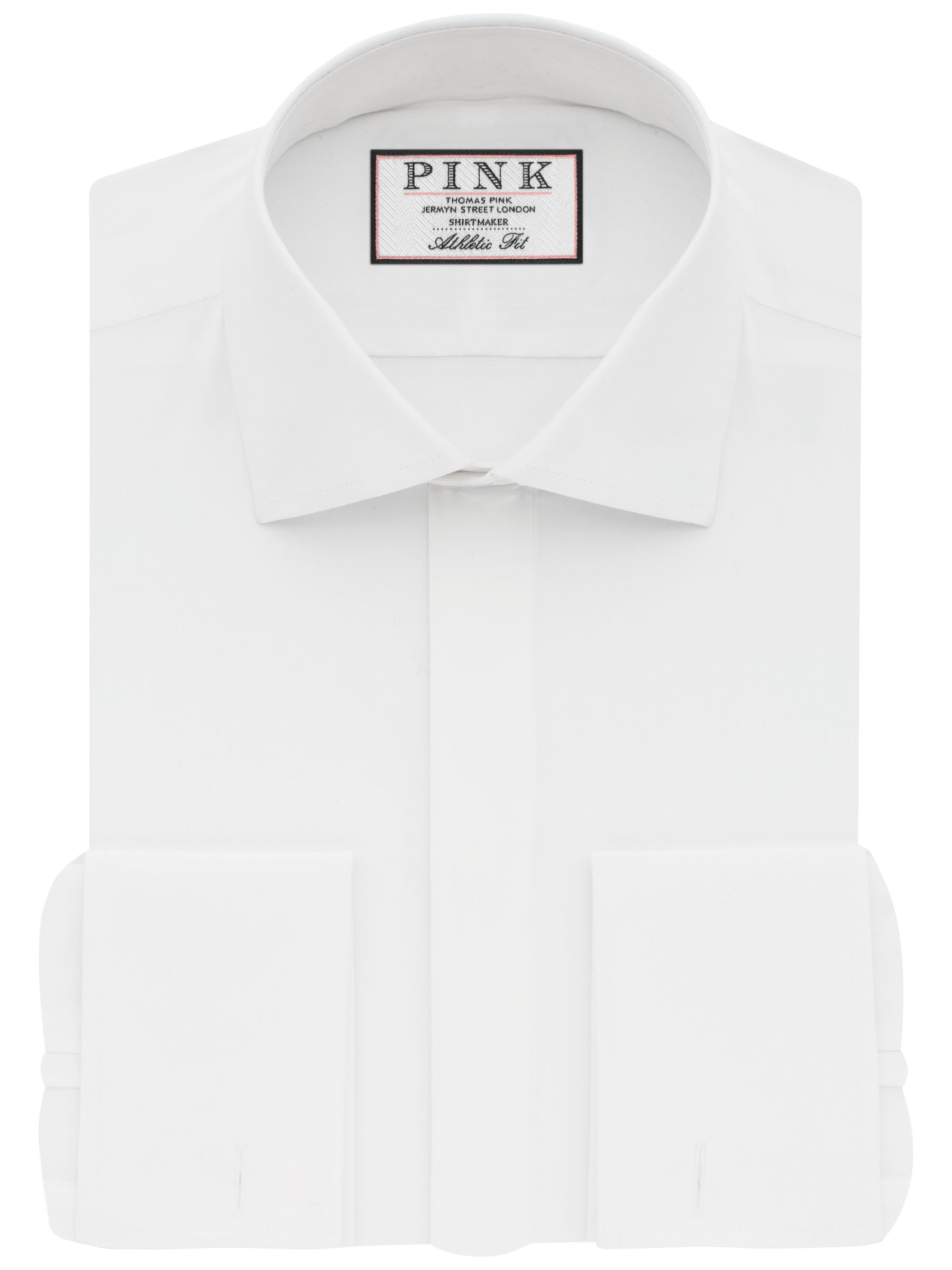 Thomas Pink Placket Athletic Fit Double Cuff Dress Shirt, White