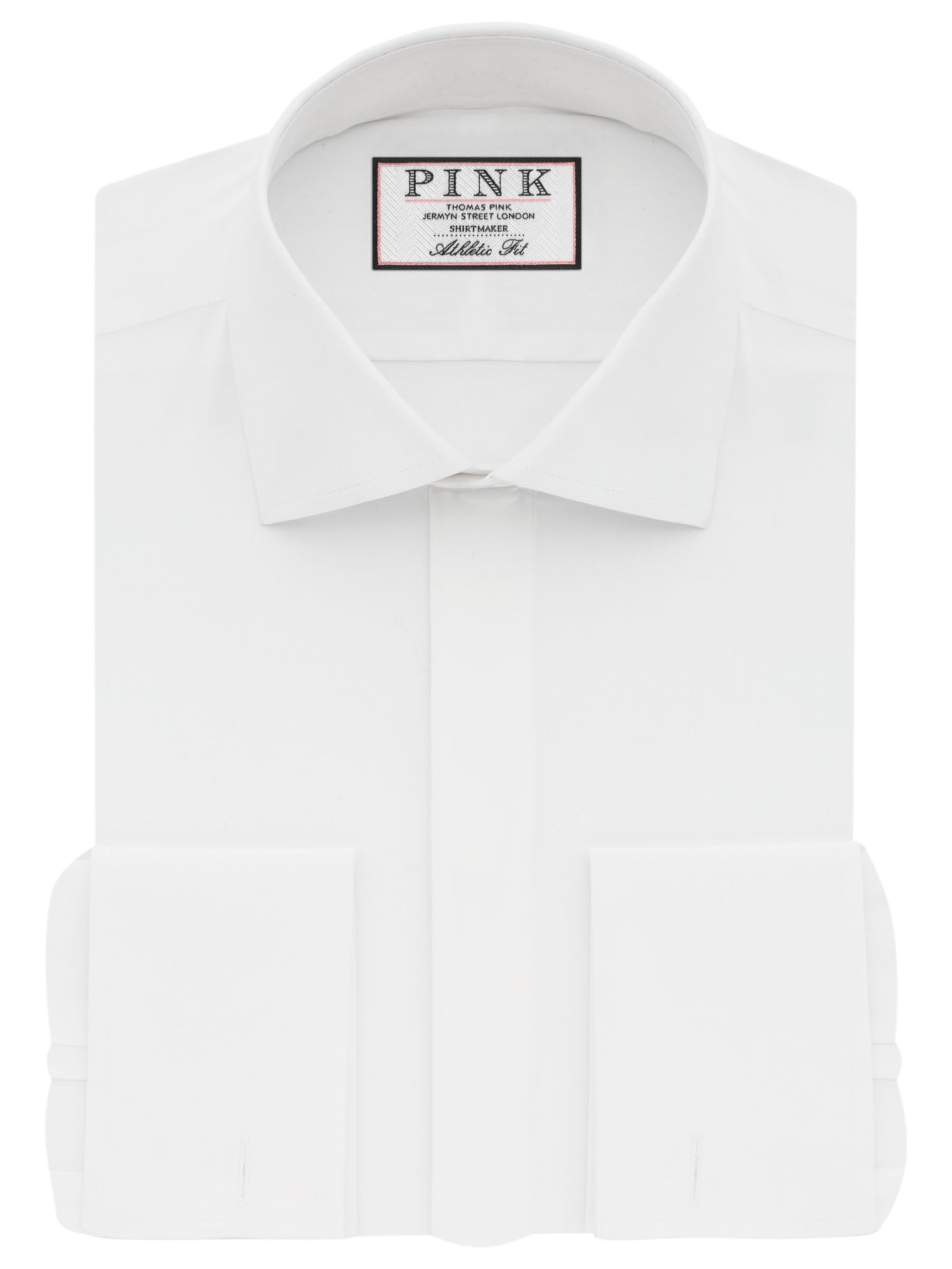 Thomas Pink Placket Athletic Fit Double Cuff Dress Shirt, White