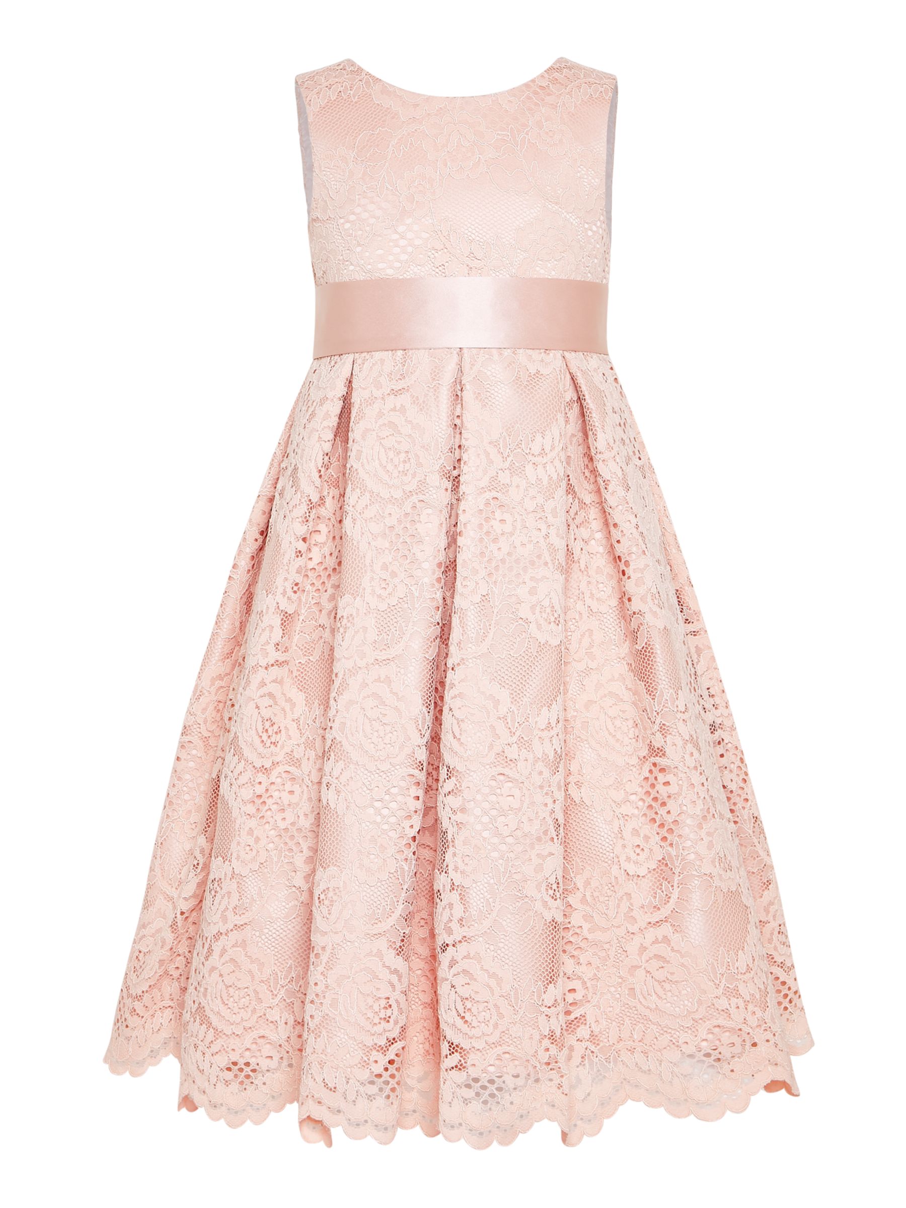 John Lewis & Partners Girls' Corded Lace Bridesmaid Dress, Pink at John ...