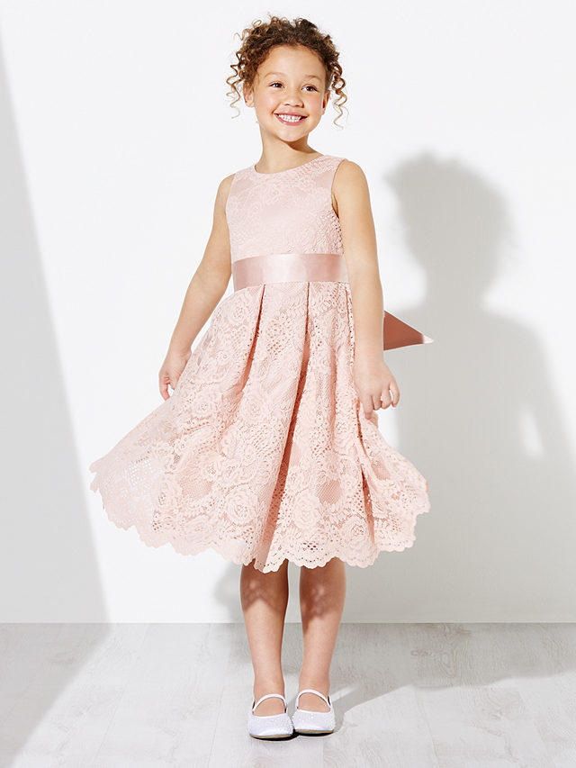 John Lewis & Partners Kids' Corded Lace Bridesmaid Dress, Pink, 2 years