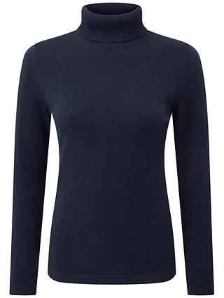 Pure Collection Selena Roll Neck Jumper, Navy