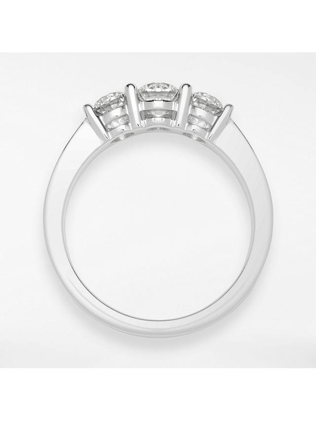 Mogul 18ct White Gold Round Brilliant Diamond Trilogy Engagement Ring, 1ct