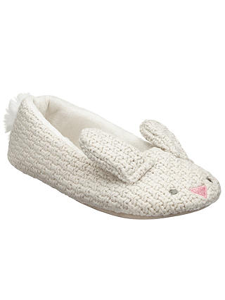 John Lewis & Partners Bunny Knitted Ballet Slippers, Cream