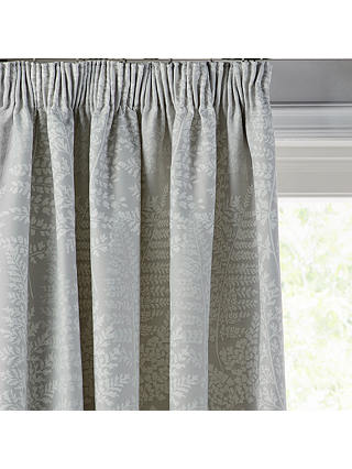 John Lewis & Partners Fern Pair Lined Pencil Pleat Curtains, Grey