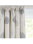 John Lewis Mini Olive Trees Embroidery Pair Lined Pencil Pleat Curtains, Duck Egg