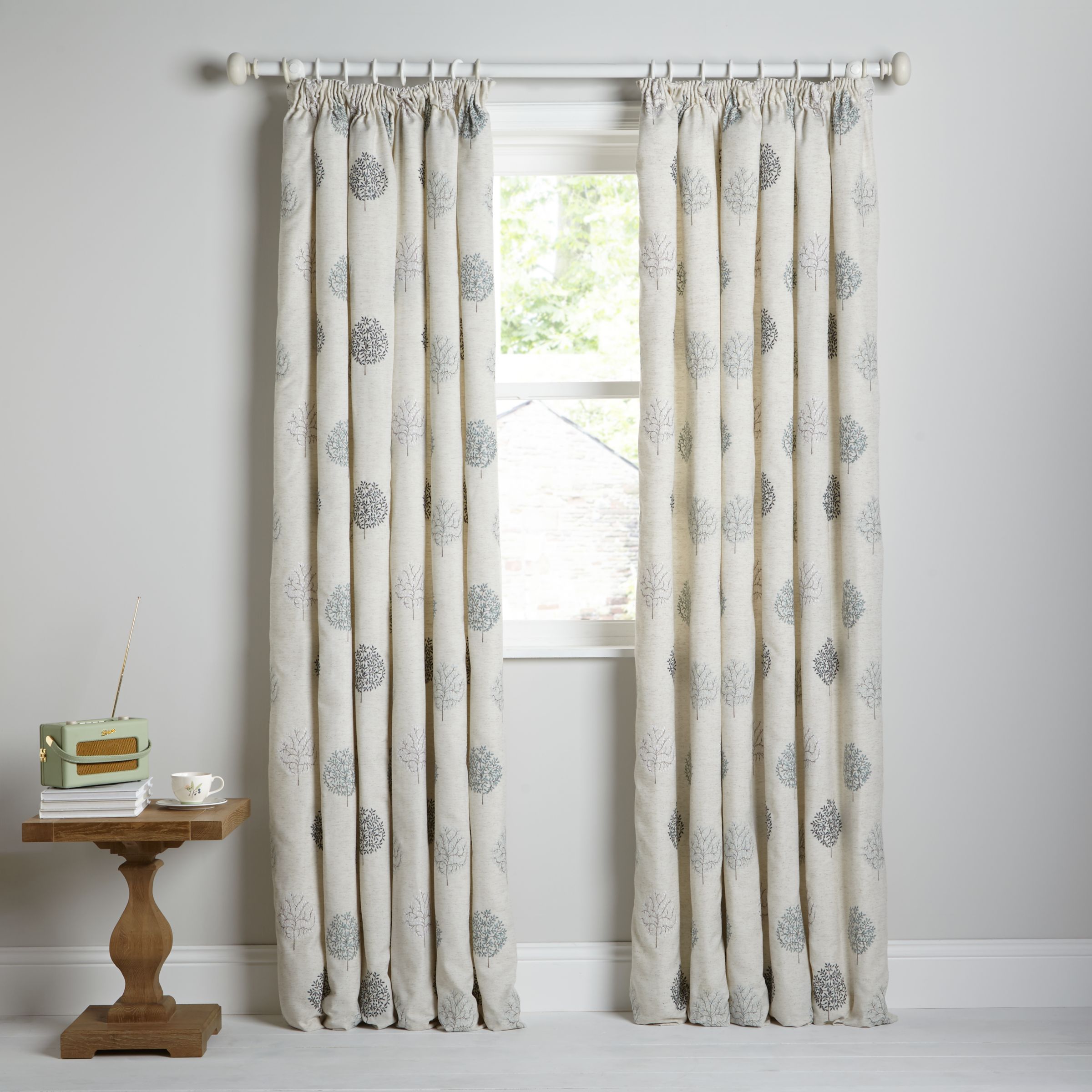 John Lewis Mini Olive Trees Embroidery Pair Lined Pencil Pleat Curtains ...