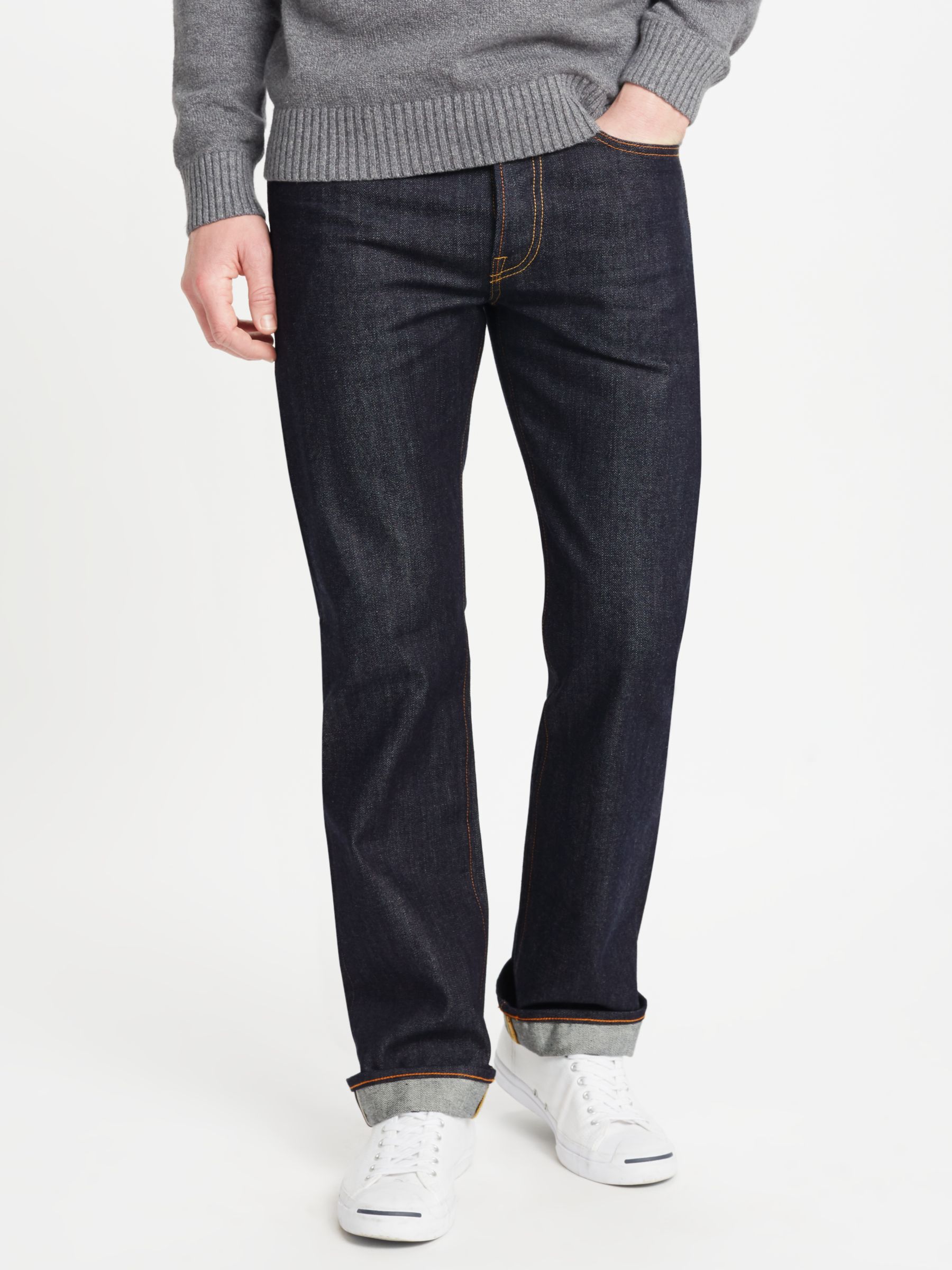 JOHN LEWIS & Co. Unwashed Japanese Selvedge Denim Jeans, Blue