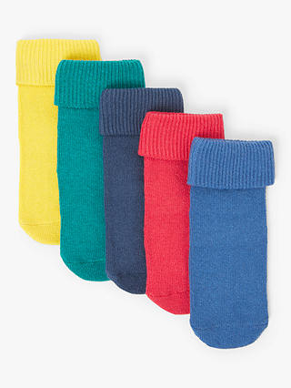 John Lewis Baby Cotton Rich Roll Top Socks, Pack of 5