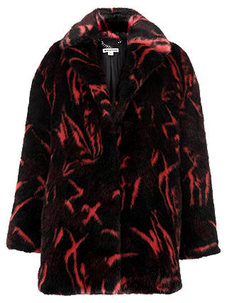 Whistles Jacquard Faux Fur Coat, Multi