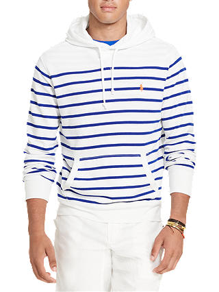 Polo Ralph Lauren Striped Hoodie, White/Heritage Royal