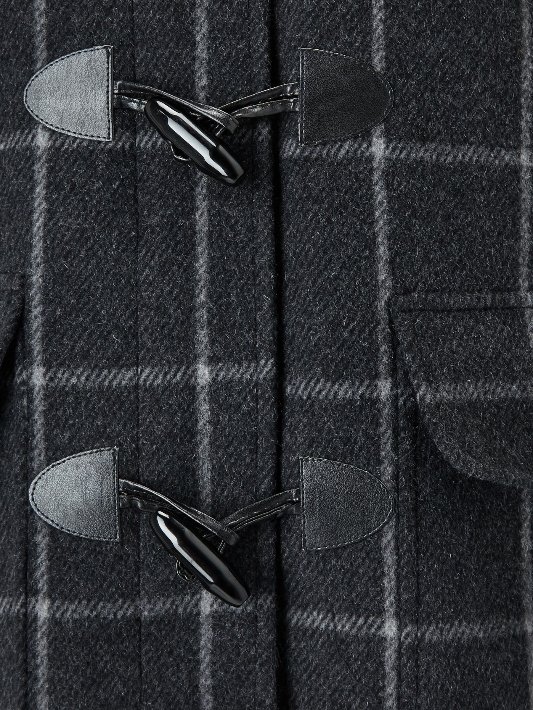 Four Seasons Check Duffle Coat, Charcoal/Black