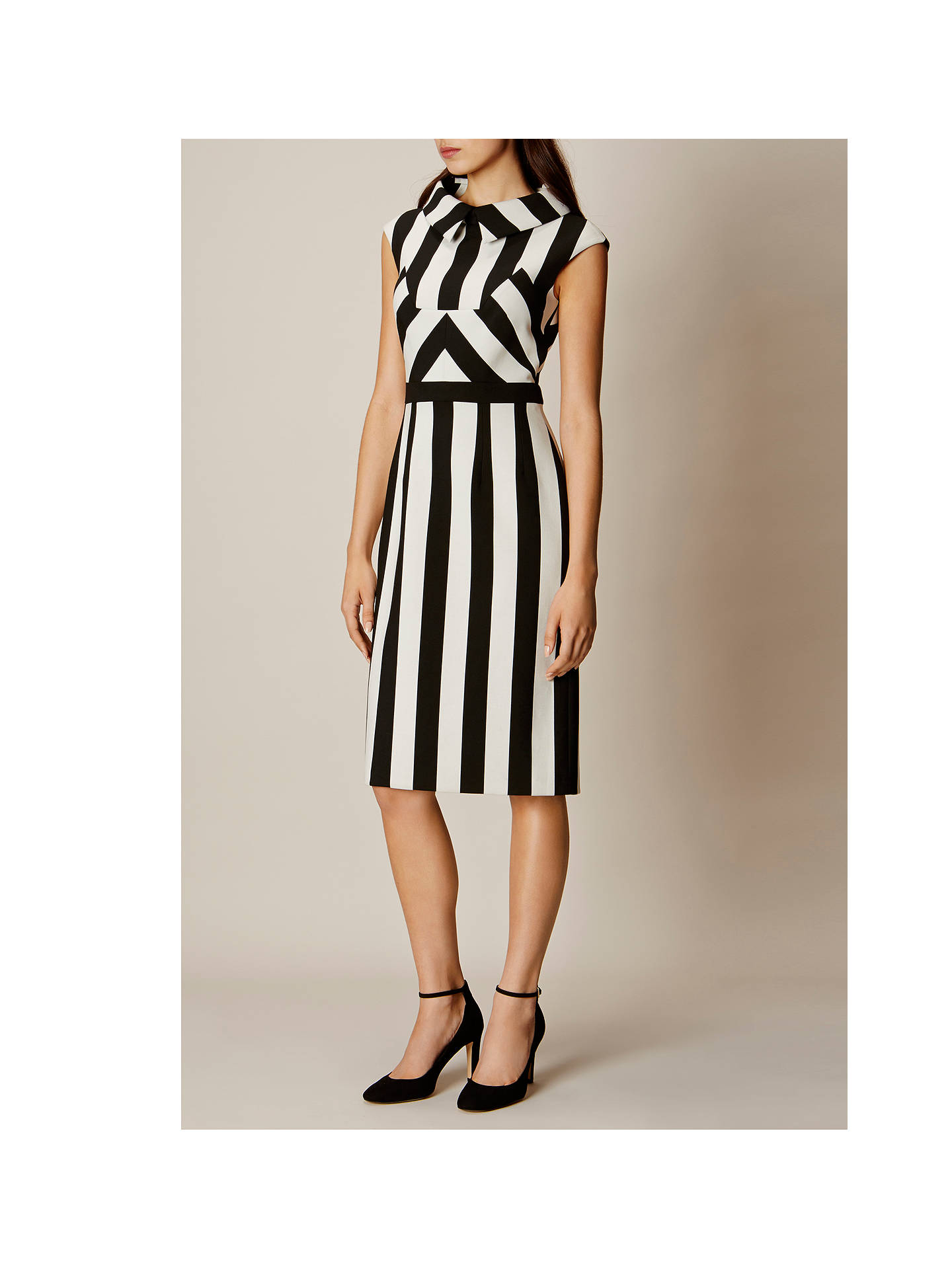 Karen Millen Multi Stripe Dress, Black/White at John Lewis & Partners