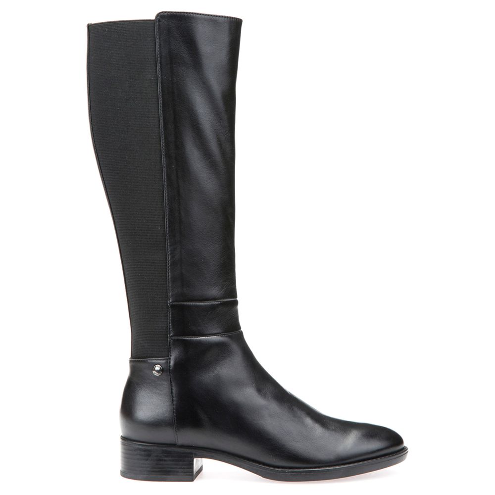 Geox Felicity D Block Heeled Knee High Boots, Black