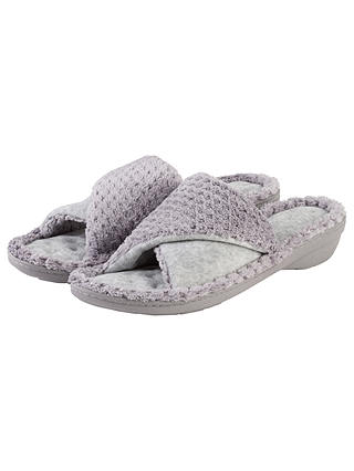 Totes Popcorn Turnover Open Toe Slippers, Grey