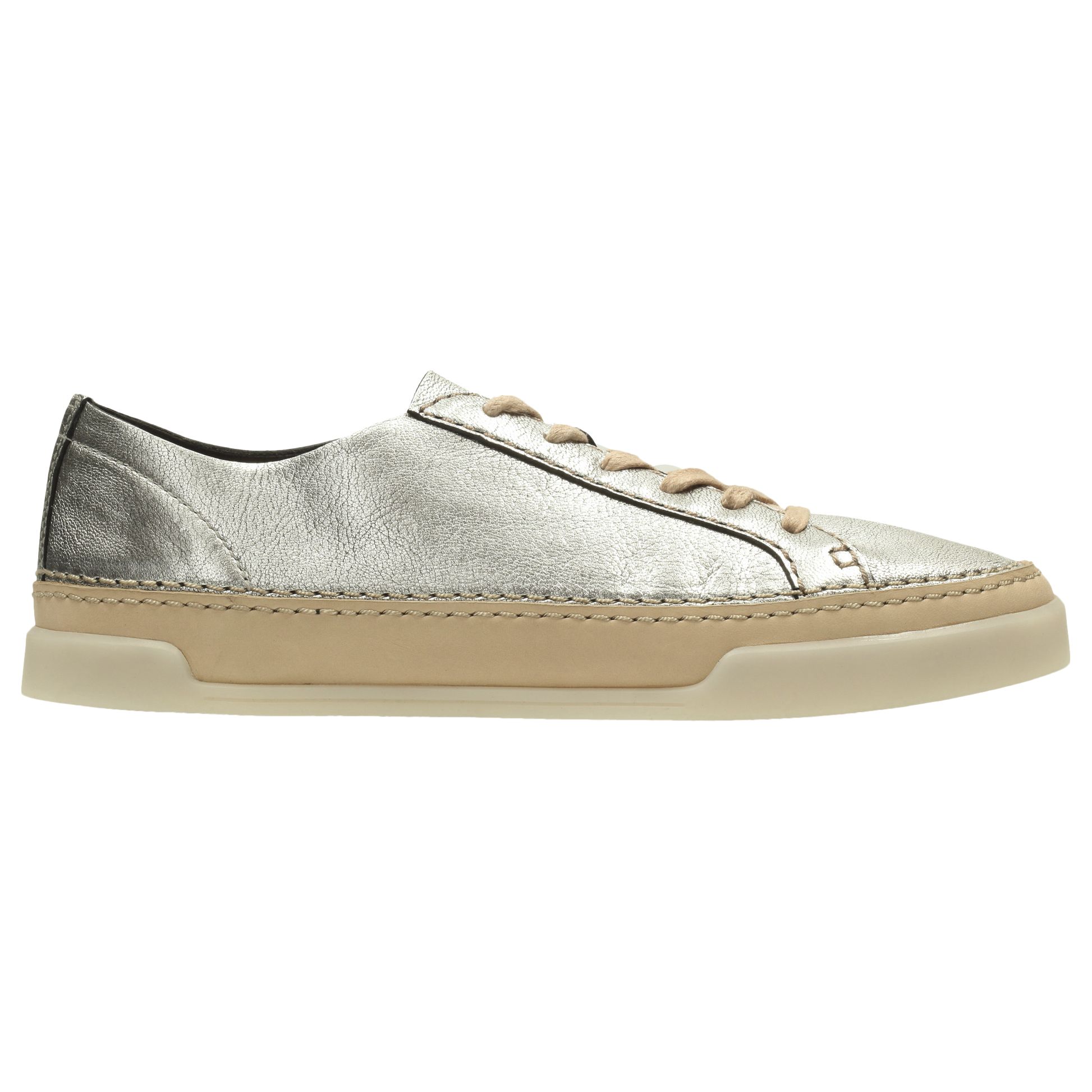 Clarks Hidi Holly Lace Up Trainers, Silver at John Lewis & Partners