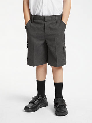 John Lewis & Partners Boys' Adjustable Waist Cargo School Shorts, Grey