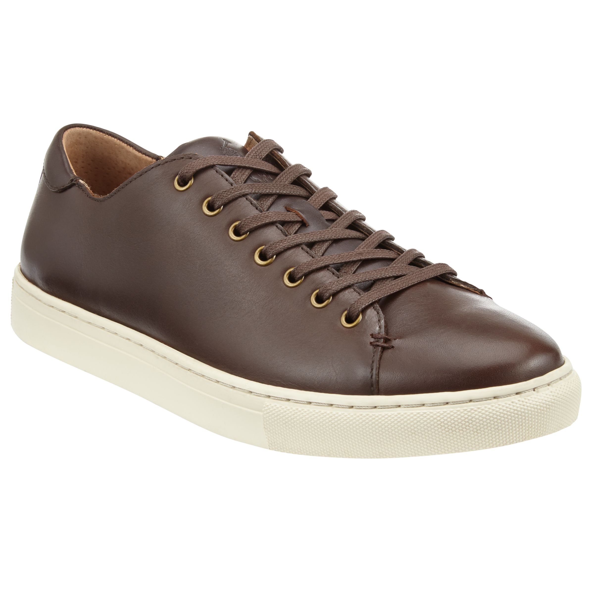 Polo Ralph Lauren Jermain Nappa Leather Low-Top Trainers, Dark Brown at ...