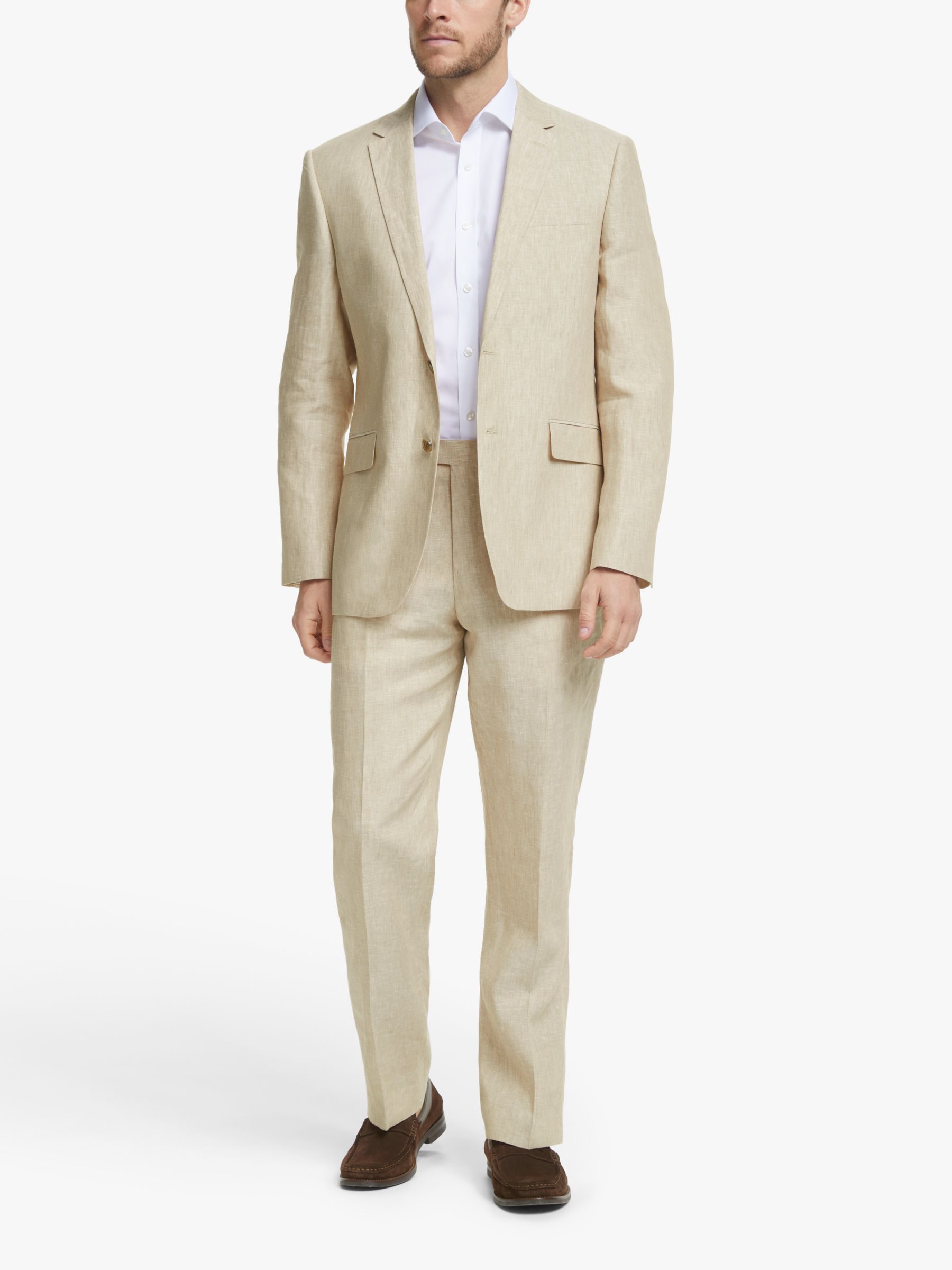 John Lewis & Partners Linen Regular Fit Suit Jacket, Stone at John ...