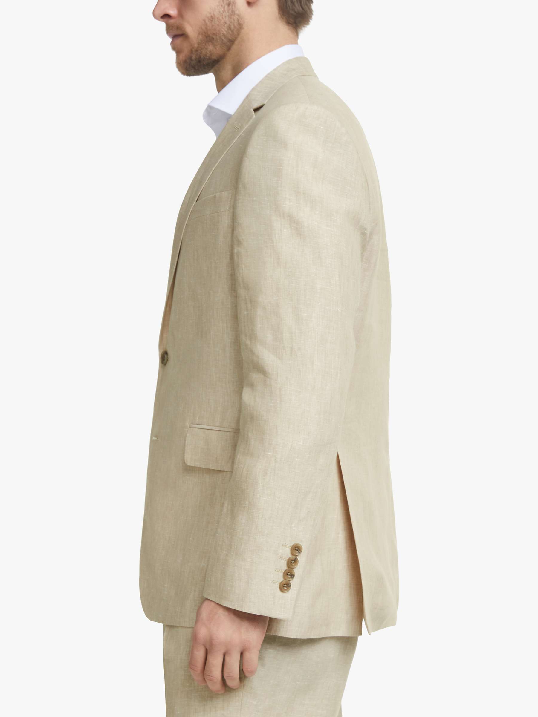 John Lewis & Partners Linen Regular Fit Suit Jacket, Stone at John ...