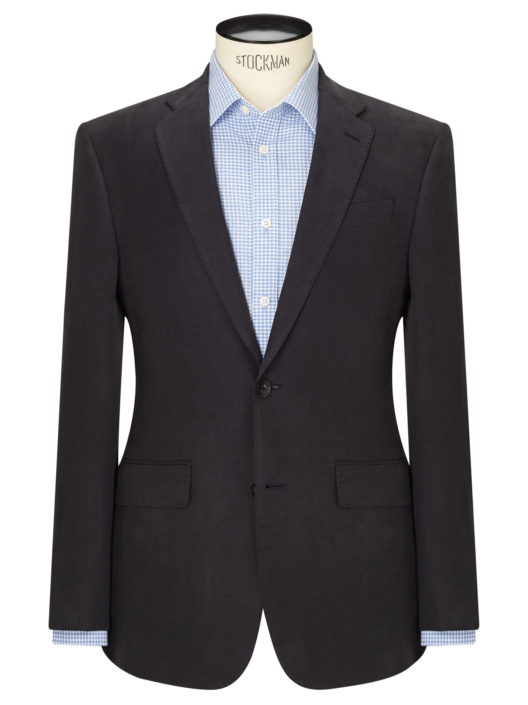 John Lewis & Partners Silk Linen Regular Fit Suit Jacket, Navy