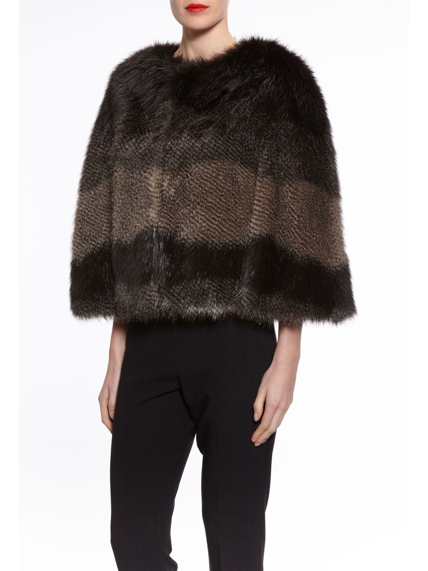 Buy Gina Bacconi Subtle Stripe Faux Fur Cape, Multi | John Lewis