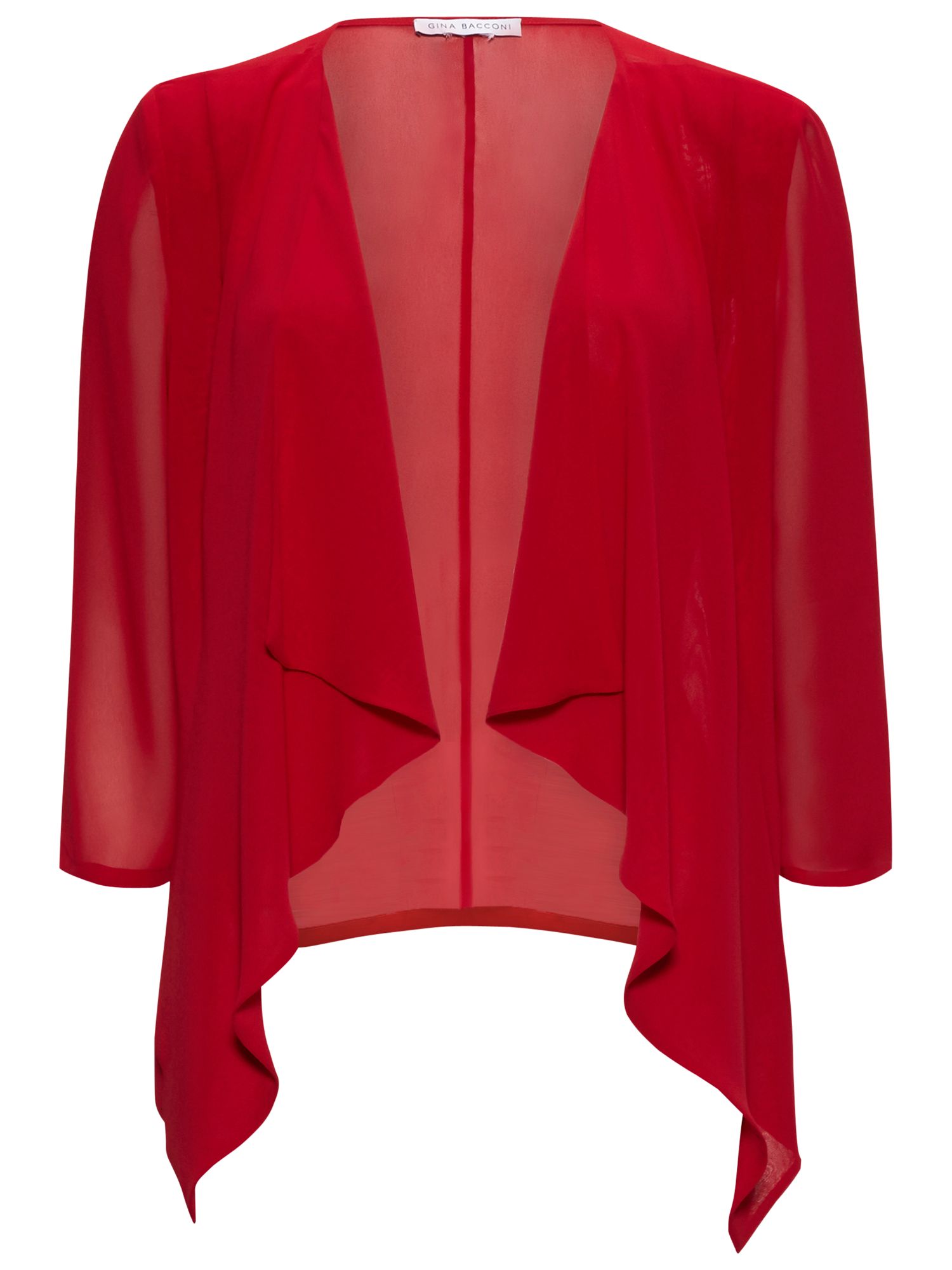 Gina Bacconi Chiffon Waterfall Jacket, Red at John Lewis & Partners