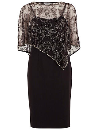 Gina Bacconi Moss Crepe Dress With Beaded Cape